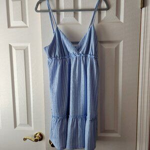 Light Blue Striped Babydoll Summer Dress
